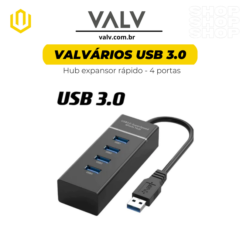 Hub USB 3.0 - Hub Expansor Rápido - 4 Portas
